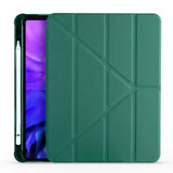 Apple iPad Air 10.9 2022 (5.Nesil) Kılıf Tri Folding Kalem Bölmeli Standlı Kılıf Koyu Yeşil