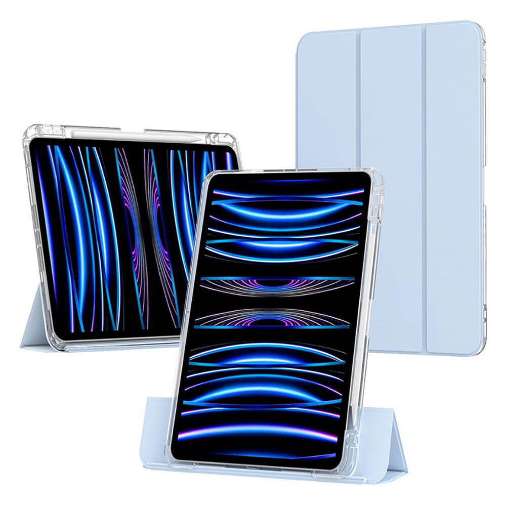 Apple iPad Air 11 2024 Kılıf Magnetik Ayrılabilen Airbagli Zore Sliding Tablet Kılıfı Mor