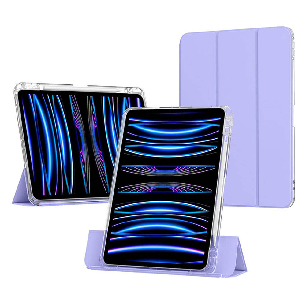 Apple iPad Air 11 2024 Kılıf Magnetik Ayrılabilen Airbagli Zore Sliding Tablet Kılıfı Mor