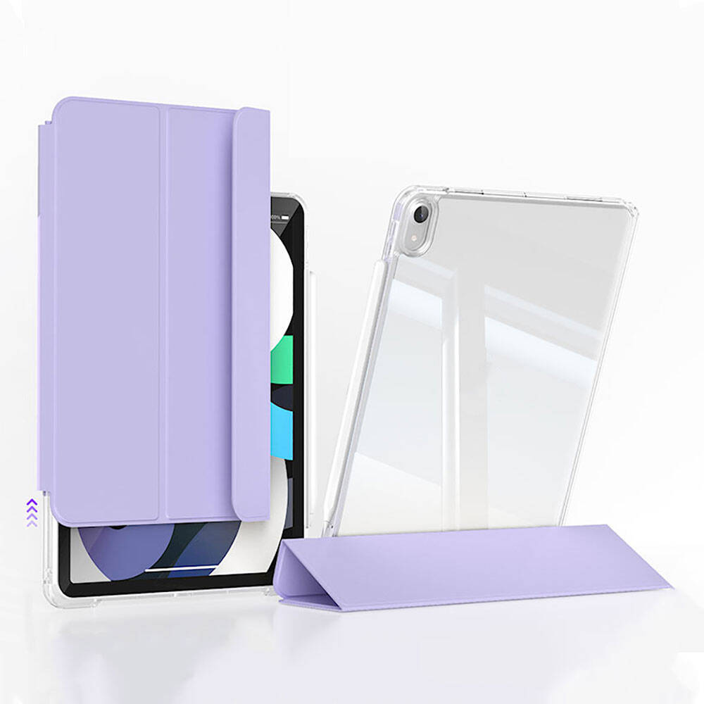Apple iPad Air 11 2024 Kılıf Magnetik Ayrılabilen Airbagli Zore Sliding Tablet Kılıfı Mor