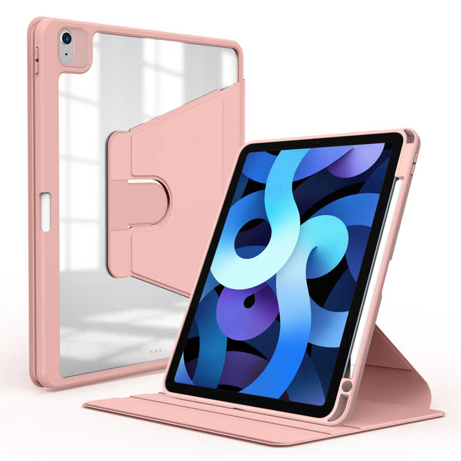 Apple iPad Air 11 2024 Kılıf Nayn Dönebilen Standlı Kılıf Pembe