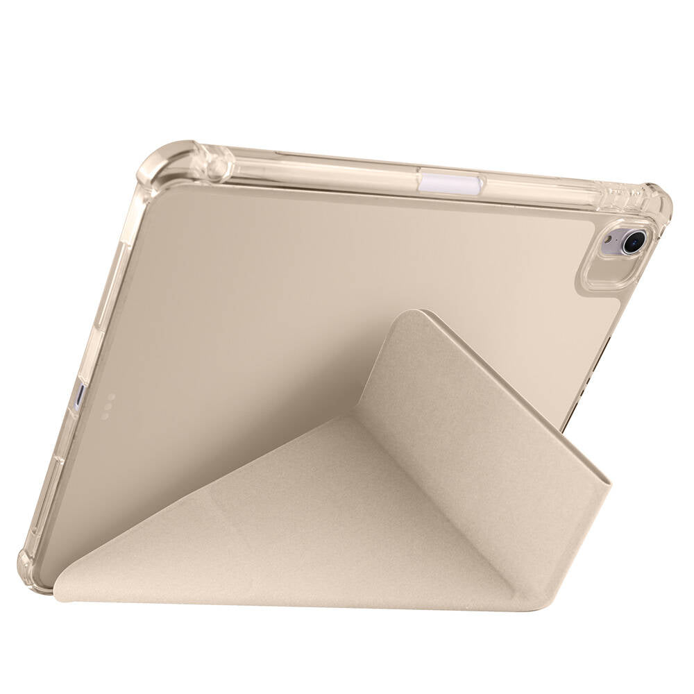 Apple iPad Air 11 2024 Kılıf Tri Folding Kalem Bölmeli Standlı Kılıf Rose Gold