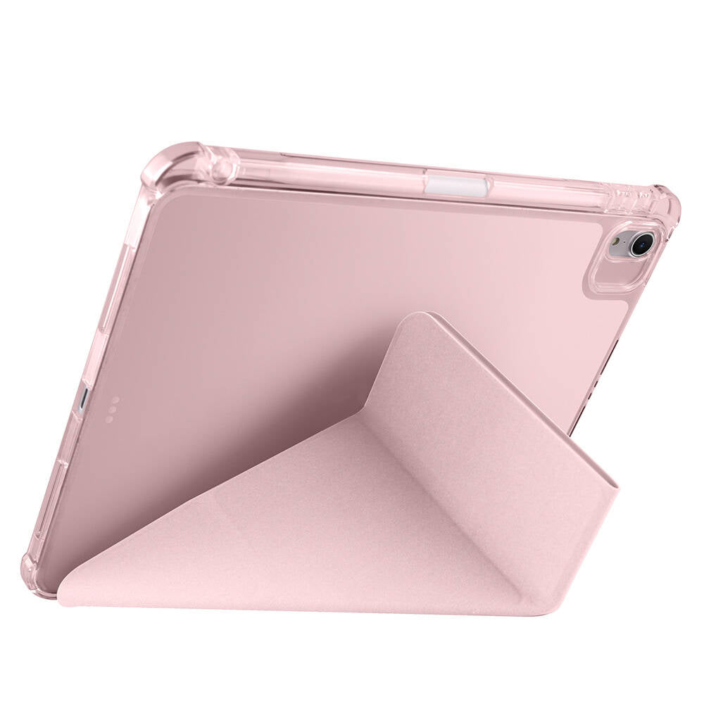 Apple iPad Air 11 2024 Kılıf Tri Folding Kalem Bölmeli Standlı Kılıf Rose Gold
