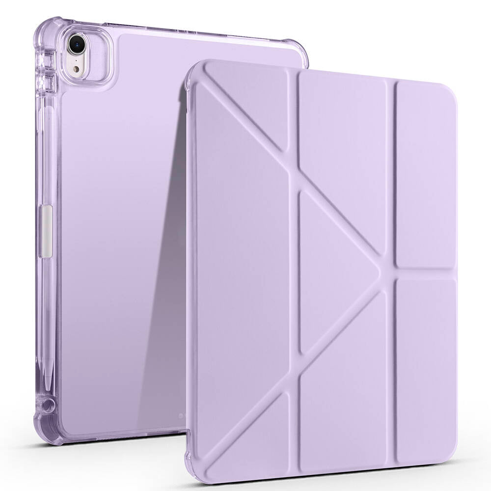 Apple iPad Air 11 2024 Kılıf Tri Folding Kalem Bölmeli Standlı Kılıf Lila