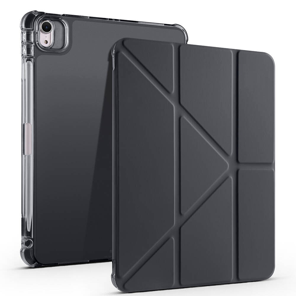 Apple iPad Air 11 2024 Kılıf  Tri Folding Kalem Bölmeli Standlı Kılıf Siyah
