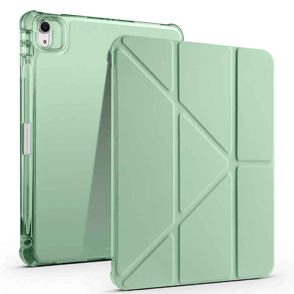 Apple iPad Air 11 2024 Kılıf Tri Folding Kalem Bölmeli Standlı Kılıf Yeşil