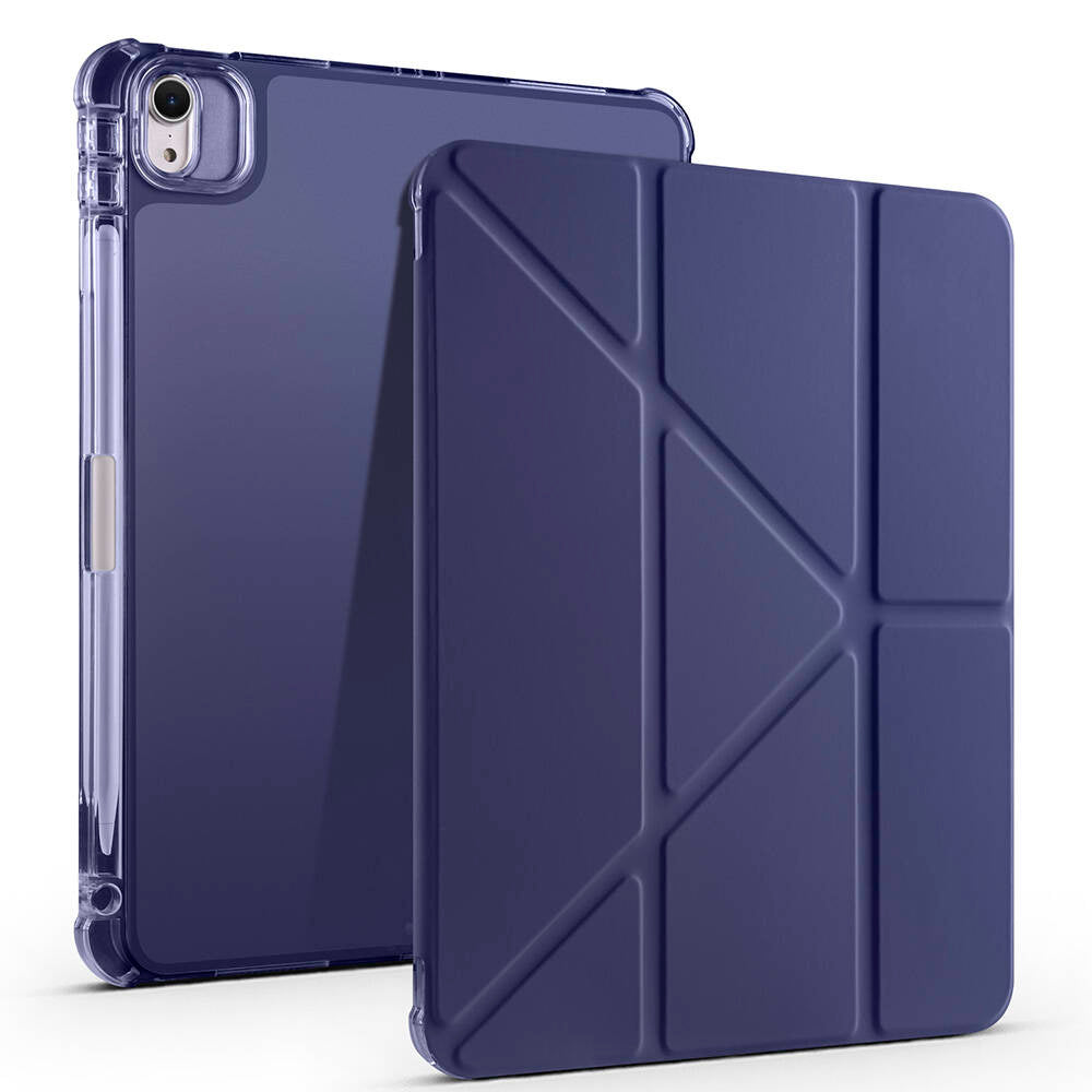 Apple iPad Air 11 2024 Kılıf Tri Folding Kalem Bölmeli Standlı Kılıf Lacivert