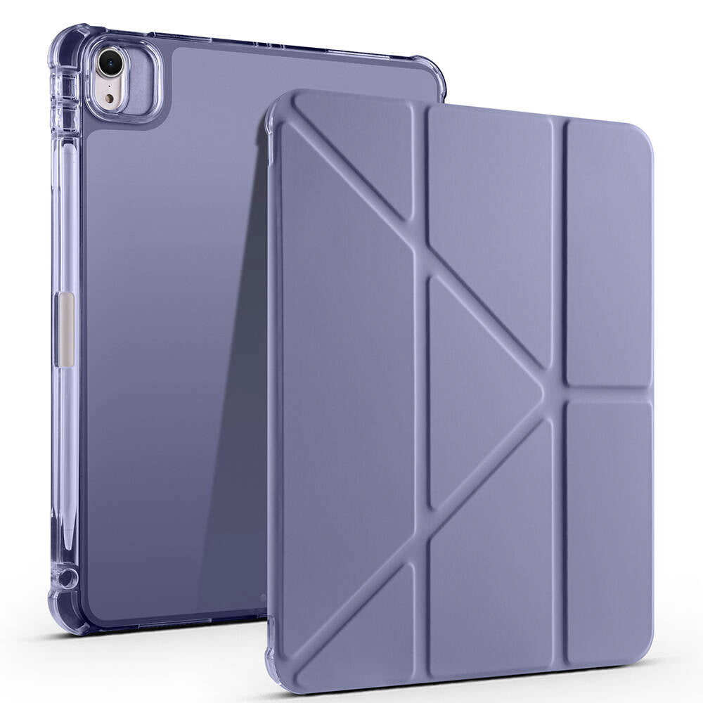 Apple iPad Air 11 2024 Kılıf Tri Folding Kalem Bölmeli Standlı Kılıf Mor