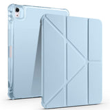 Apple iPad Air 11 2024 Kılıf  Tri Folding Kalem Bölmeli Standlı Kılıf Mavi