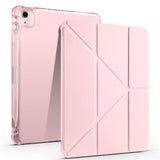 Apple iPad Air 11 2024 Kılıf Tri Folding Kalem Bölmeli Standlı Kılıf Rose Gold