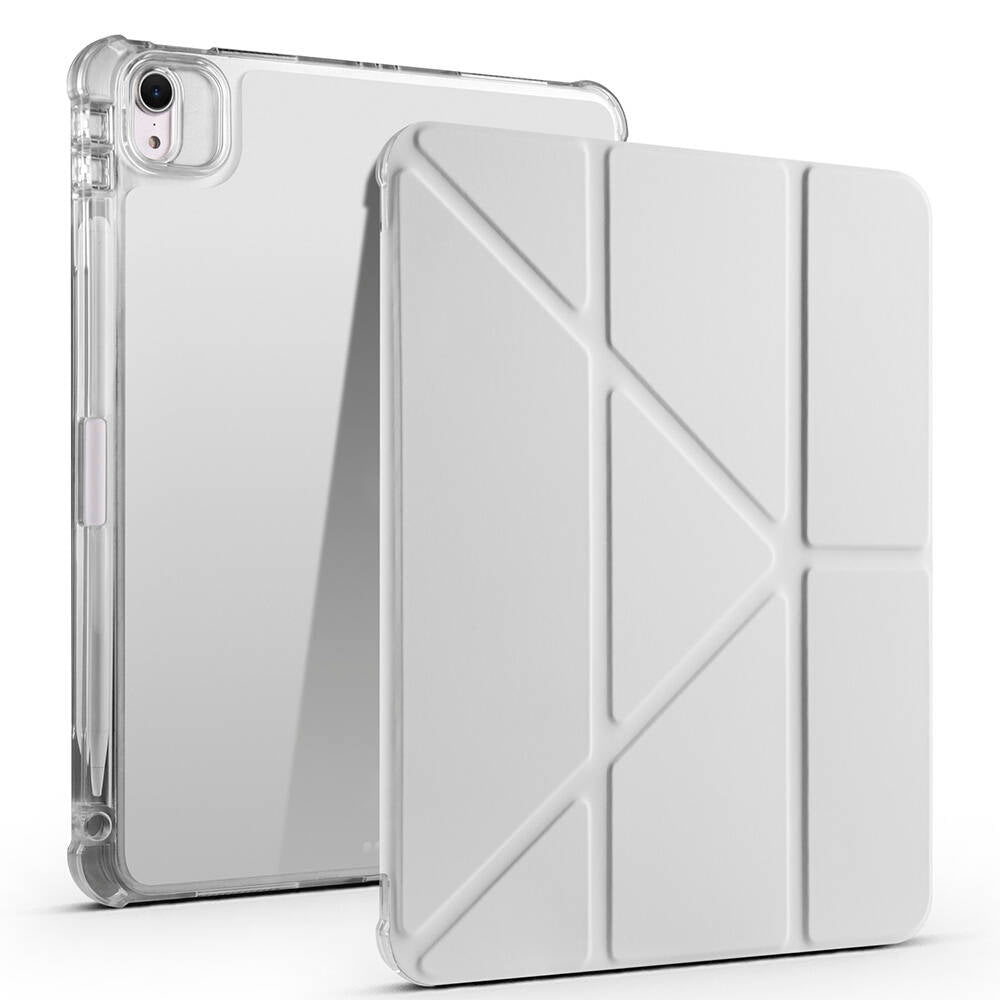 Apple iPad Air 11 2024 Kılıf Tri Folding Kalem Bölmeli Standlı Kılıf Gri