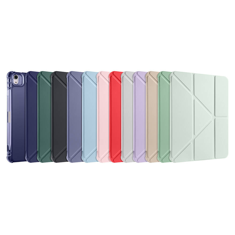 Apple iPad Air 11 2024 Kılıf Tri Folding Kalem Bölmeli Standlı Kılıf Gold