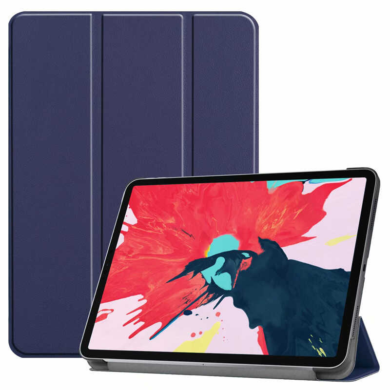 Apple iPad Air 11 2024 Smart Cover Standlı 1-1 Kılıf Lacivert