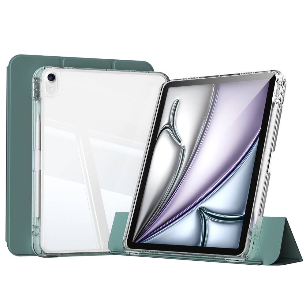 Apple iPad Air 11 2025 M3 Kılıf Magnetik Ayrılabilen Airbagli Sliding Tablet Kılıfı Koyu Yeşil