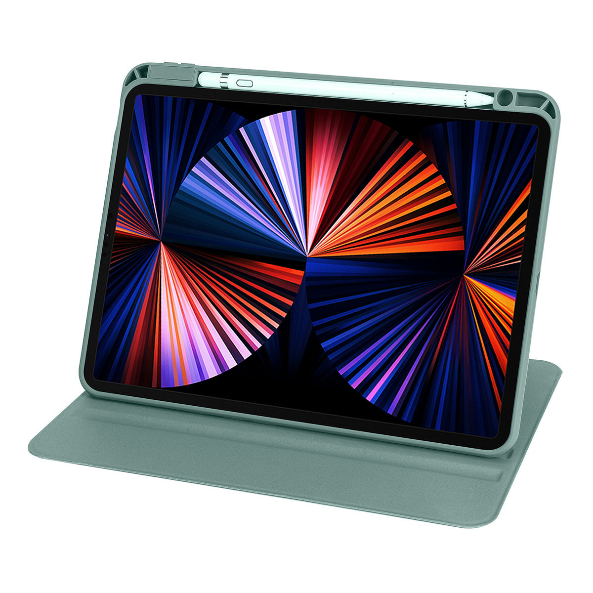 Apple iPad Air 11 2025 M3 Kılıf Termik Kalem Bölmeli Dönebilen Standlı Kılıf Koyu Yeşil