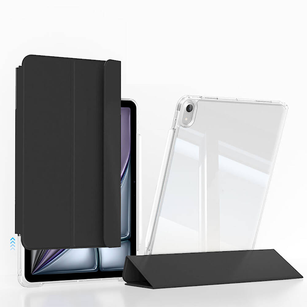 Apple iPad Air 13 2024 Kılıf Magnetik Ayrılabilen Airbagli Sliding Tablet Kılıfı Siyah