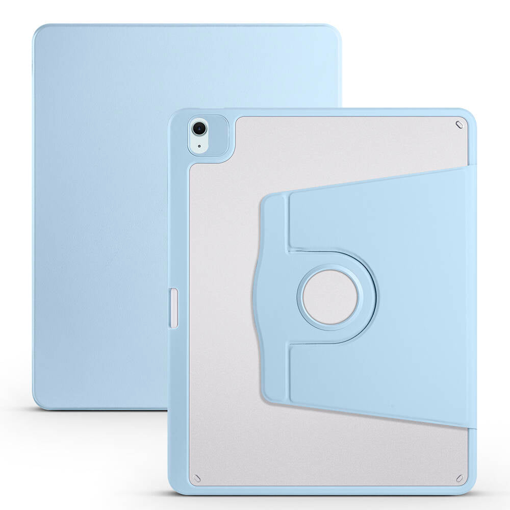 Apple iPad Air 13 2024 Kılıf Termik Kalem Bölmeli Dönebilen Standlı Kılıf Mavi