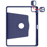 Apple iPad Air 13 2024 Kılıf Termik Kalem Bölmeli Dönebilen Standlı Kılıf Mavi