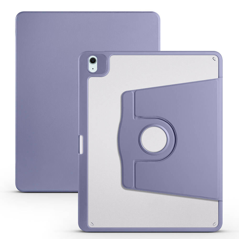 Apple iPad Air 13 2025 M3 Kılıf Zore Termik Kalem Bölmeli Dönebilen Standlı Kılıf Lavendery Gray