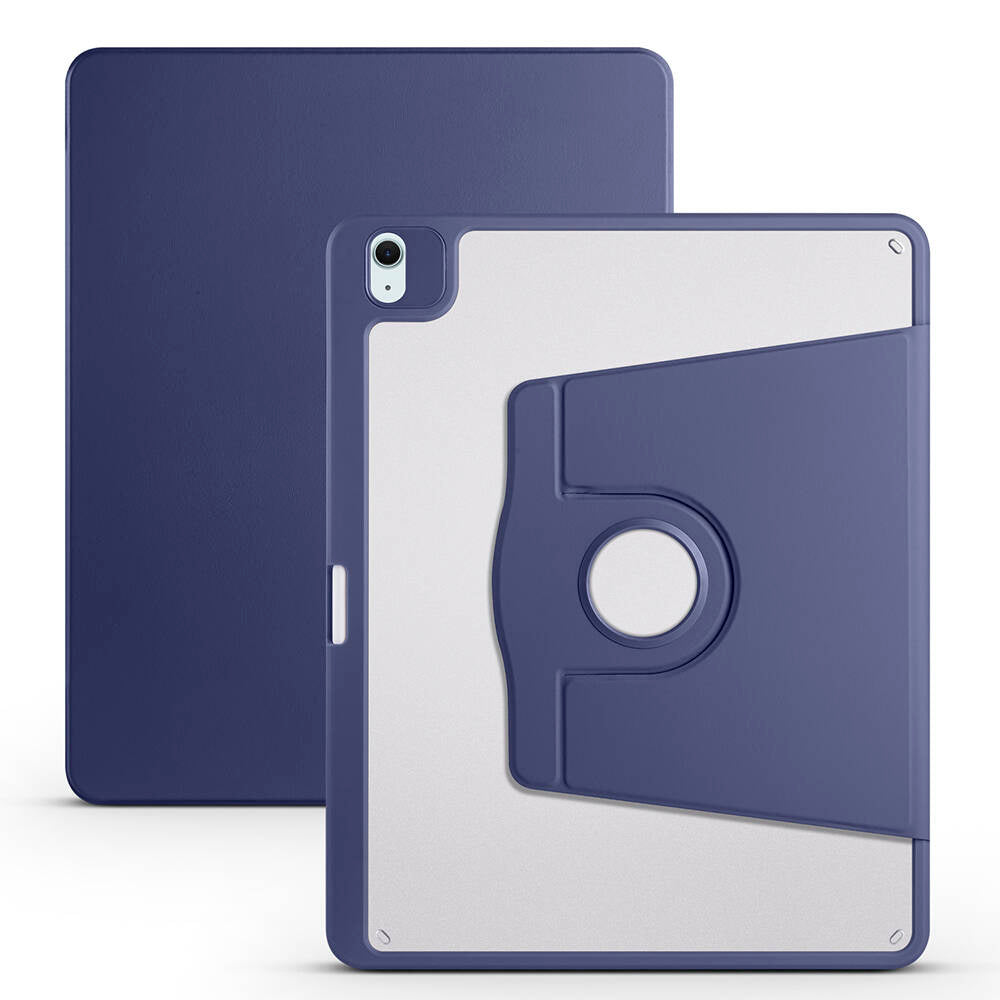 Apple iPad Air 13 2025 M3 Kılıf Zore Termik Kalem Bölmeli Dönebilen Standlı Kılıf Lacivert