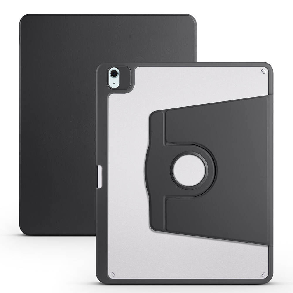Apple iPad Air 13 2025 M3 Kılıf Zore Termik Kalem Bölmeli Dönebilen Standlı Kılıf Siyah