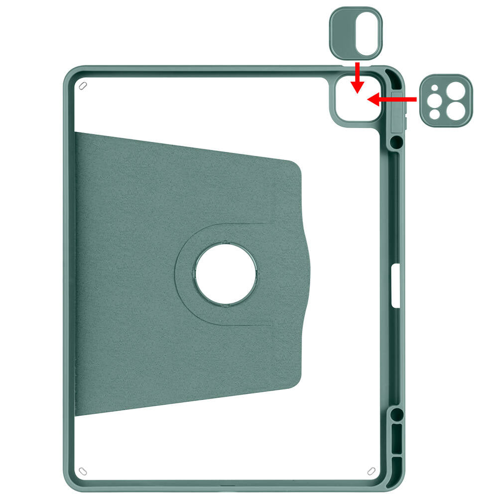 Apple iPad Air 13 2025 M3 Kılıf Zore Termik Kalem Bölmeli Dönebilen Standlı Kılıf Lavendery Gray