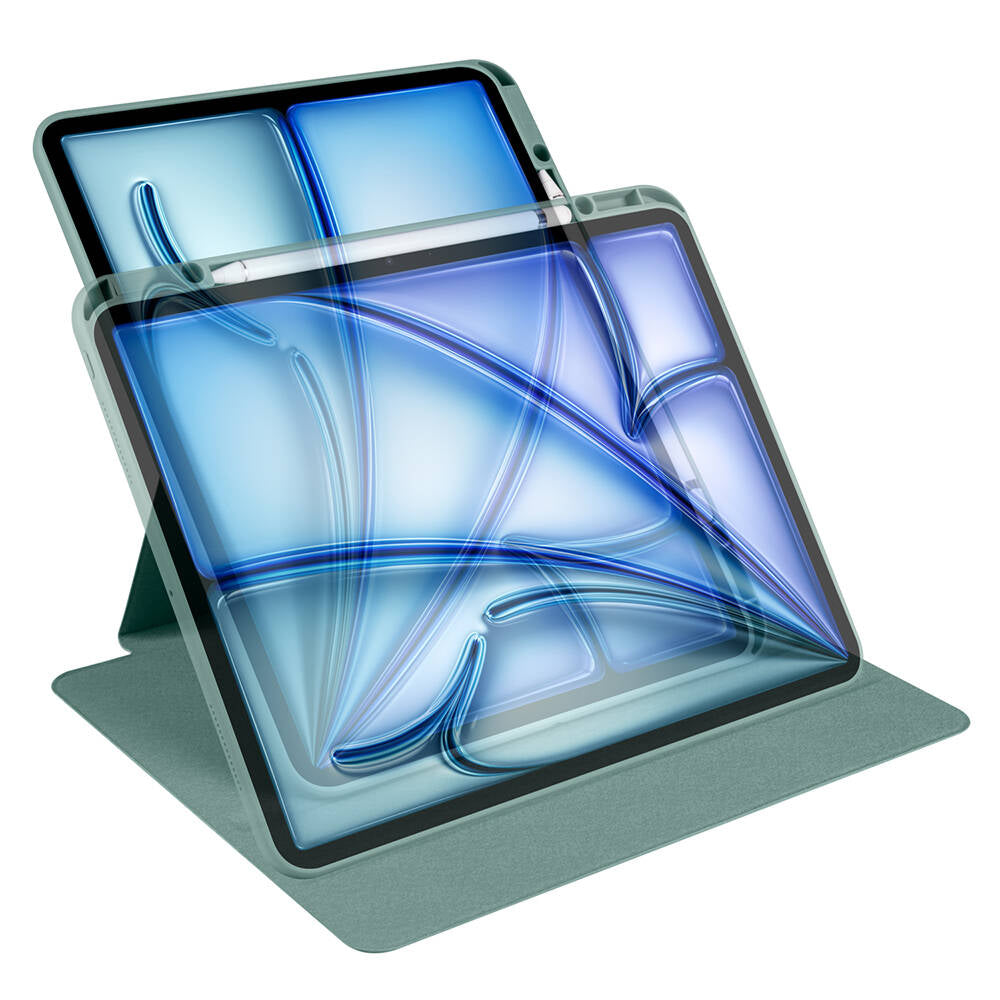 Apple iPad Air 13 2025 M3 Kılıf Zore Termik Kalem Bölmeli Dönebilen Standlı Kılıf Siyah