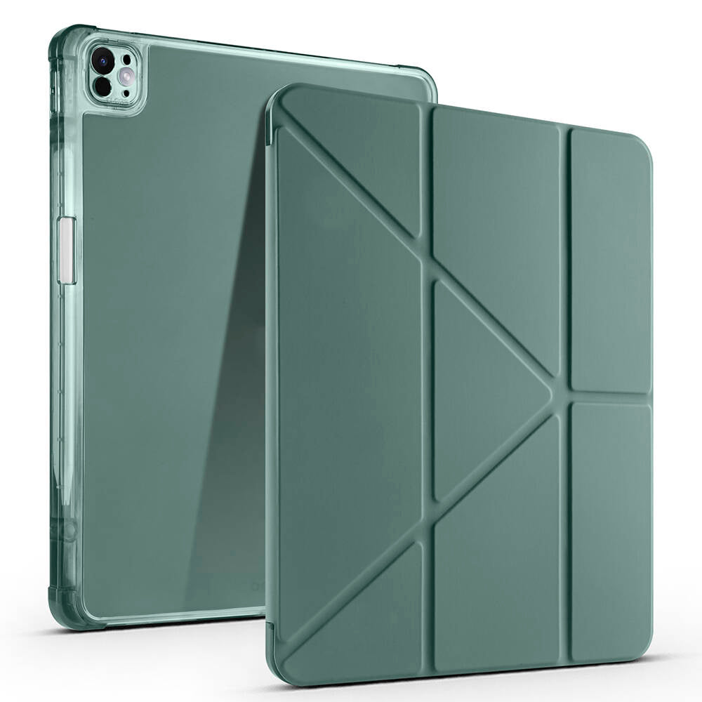 Apple iPad Air 13 2025 M3 Kılıf Zore Tri Folding Kalem Bölmeli Standlı Kılıf Mürdüm