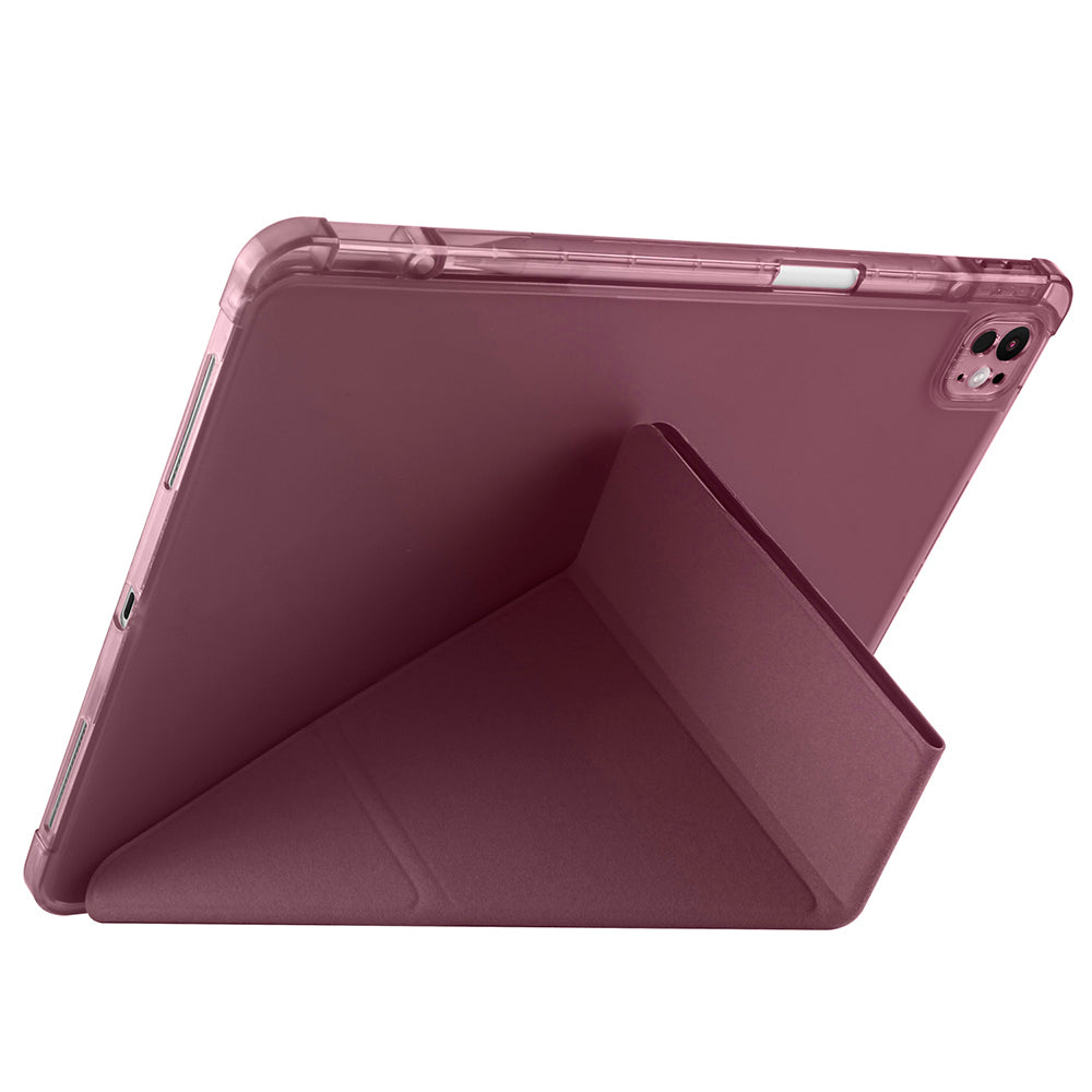 Apple iPad Air 13 2025 M3 Kılıf Zore Tri Folding Kalem Bölmeli Standlı Kılıf Mürdüm