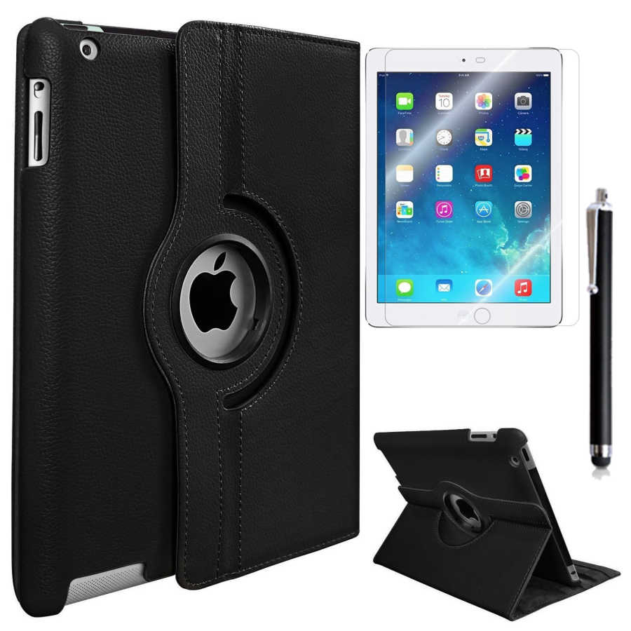 Apple iPad Mini 2 3 Dönebilen Standlı Kılıf Siyah