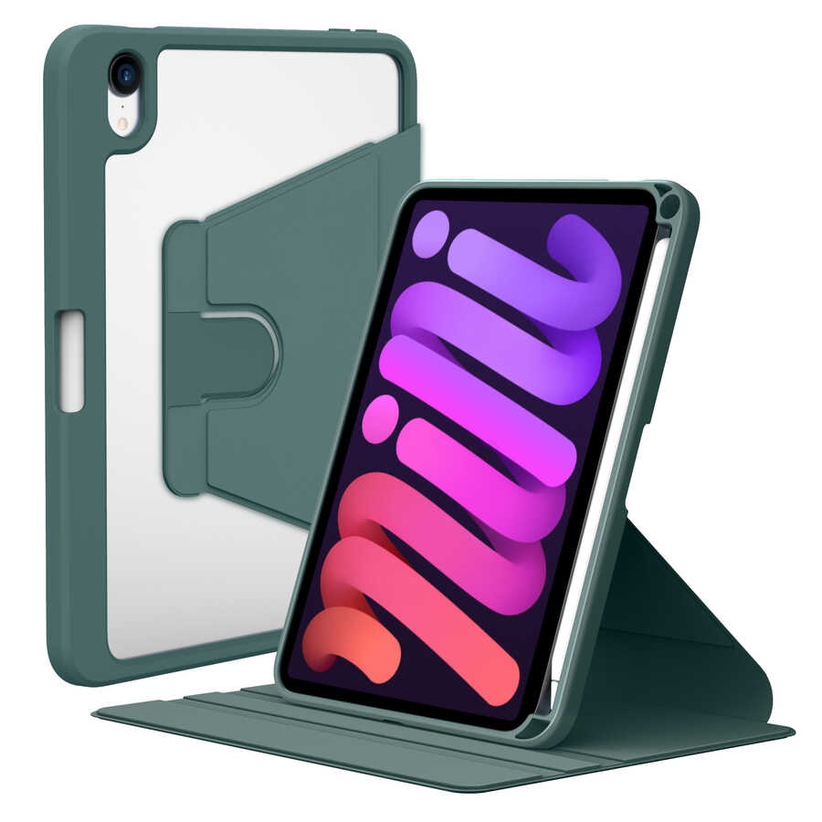 Apple iPad Mini 2021 (6.Nesil) Kılıf Nayn Dönebilen Standlı Kılıf Koyu Yeşil
