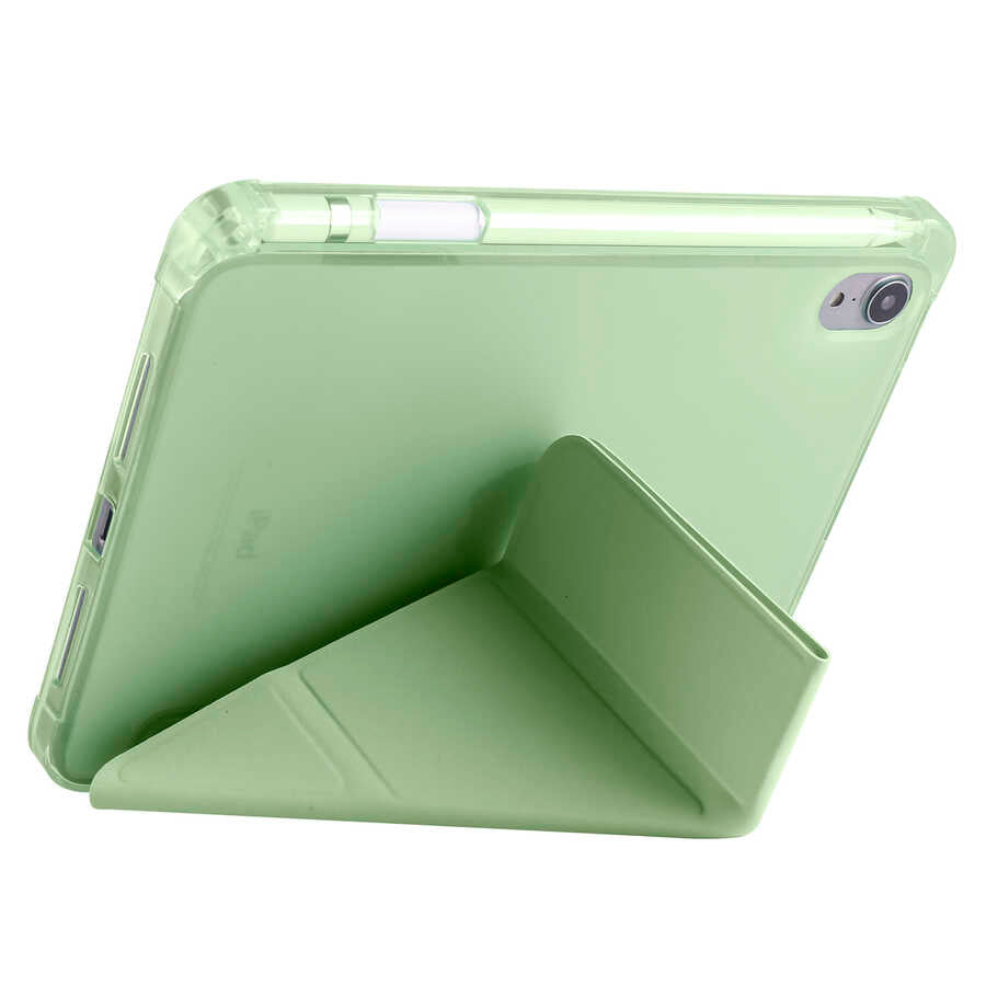 Apple iPad Mini 2021 (6.Nesil) Kılıf Tri Folding Kalem Bölmeli Standlı Kılıf Lila