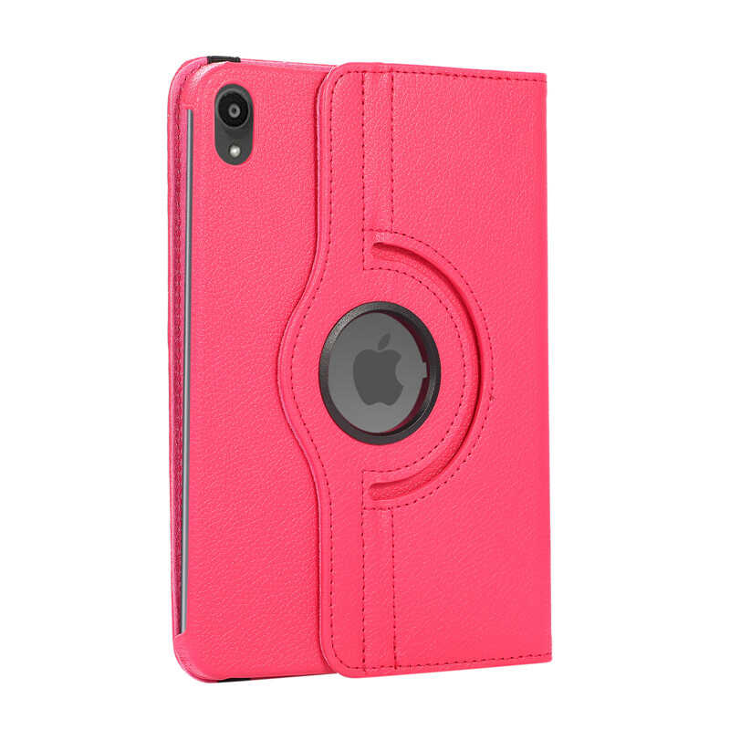 Apple iPad Mini 2021 (6.Nesil) Dönebilen Standlı Kılıf Pembe Koyu