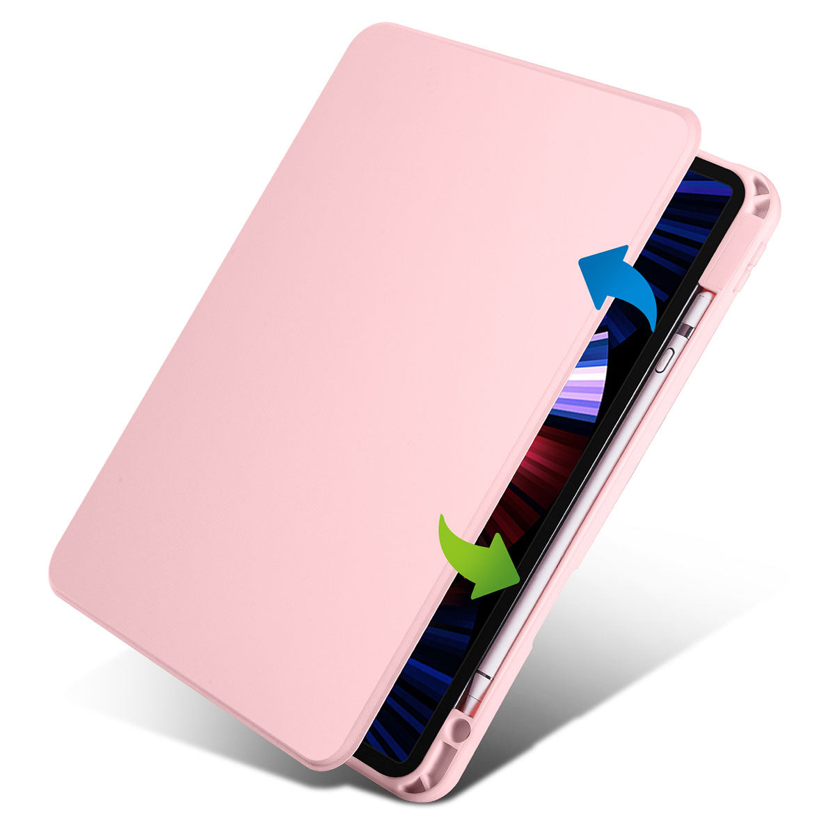 Apple iPad Pro 11 2018 Kılıf Termik Kalem Bölmeli Dönebilen Standlı Kılıf Açık Yeşil