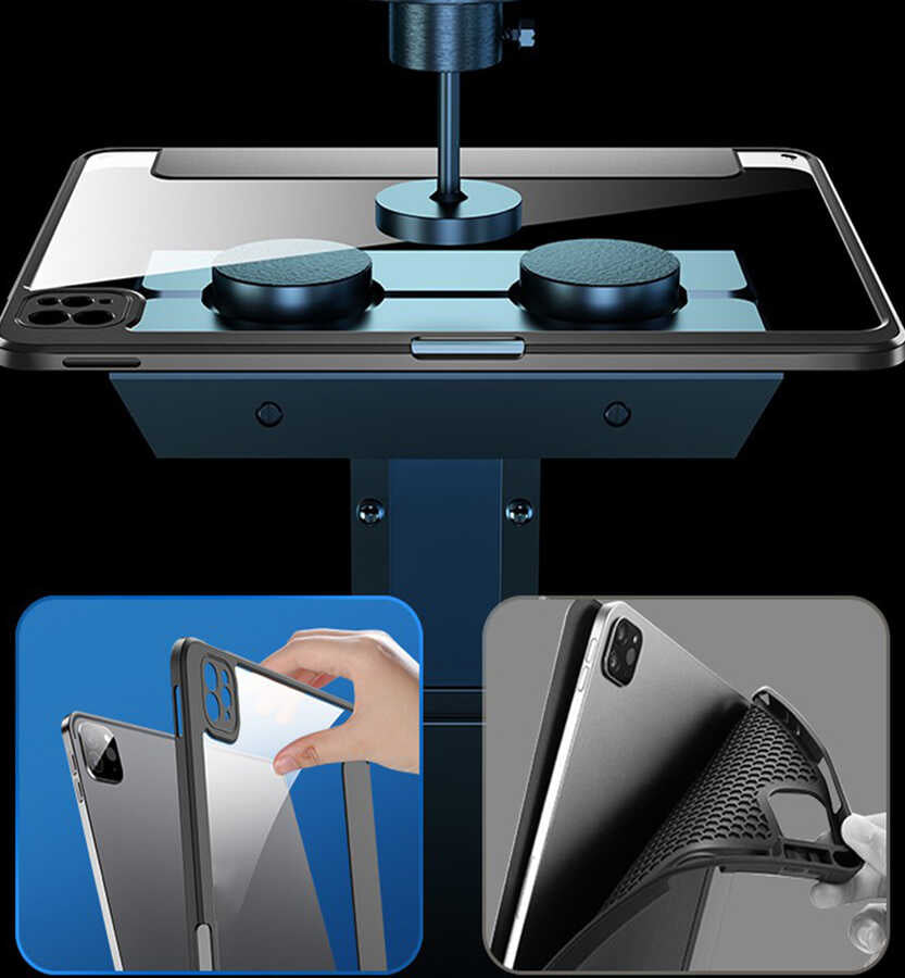 Apple iPad Pro 11 2021 (3.Nesil) Kılıf  Nort Arkası Şeffaf Standlı Kılıf Pembe