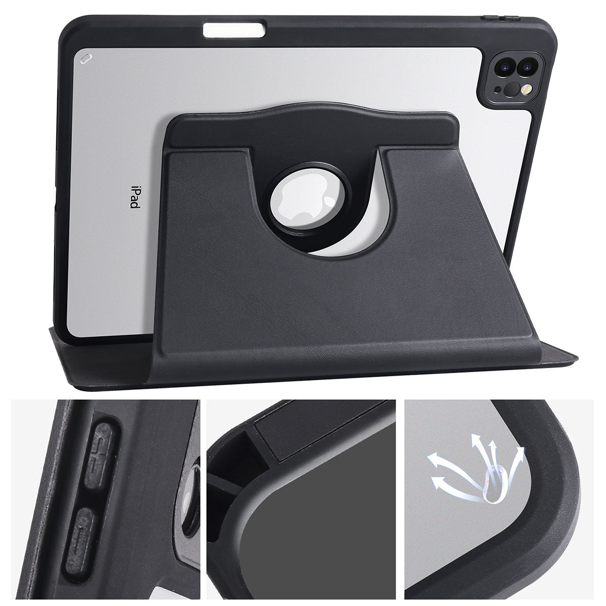 Apple iPad Pro 11 2020 (2.Nesil) Kılıf Termik Kalem Bölmeli Dönebilen Standlı Kılıf Lila