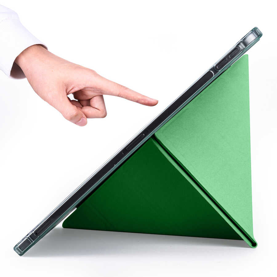 Apple iPad Pro 11 2020 (2.Nesil) Kılıf Tri Folding Kalem Bölmeli Standlı Kılıf Açık Yeşil