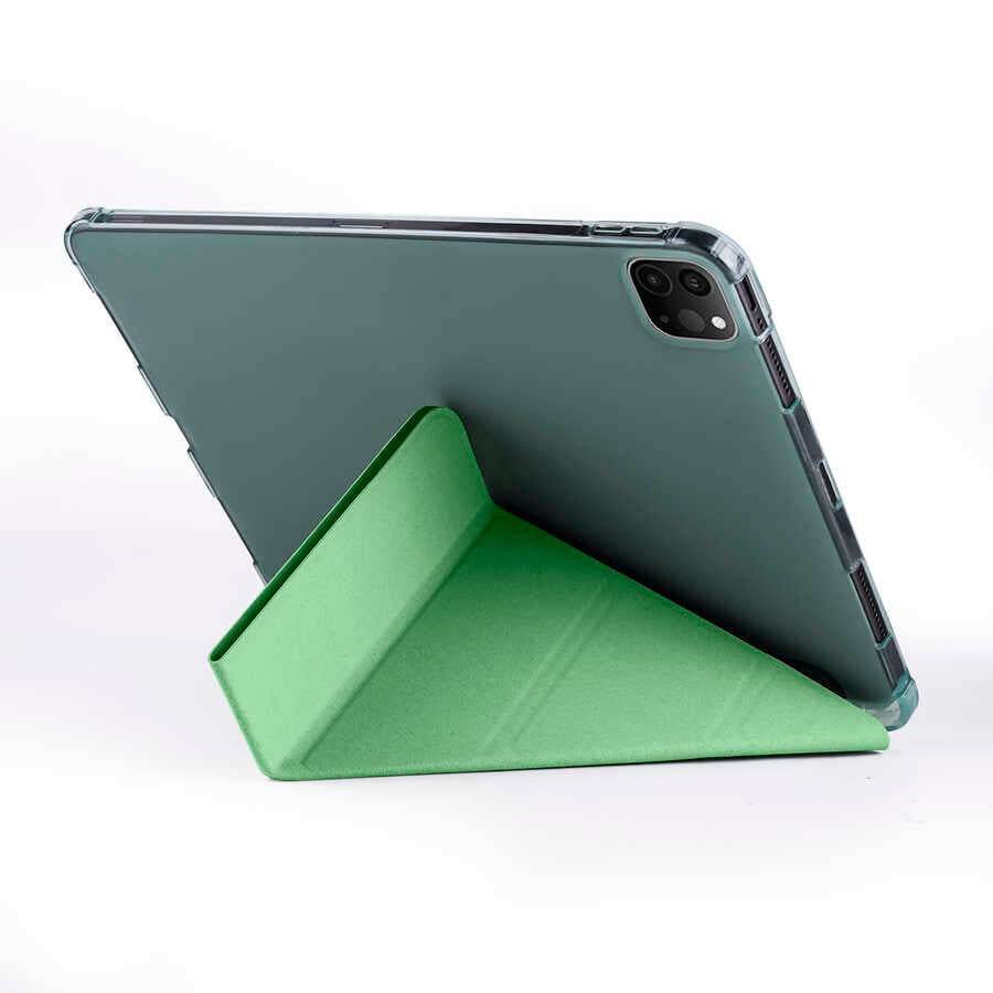Apple iPad Pro 11 2020 (2.Nesil) Kılıf Tri Folding Kalem Bölmeli Standlı Kılıf Siyah