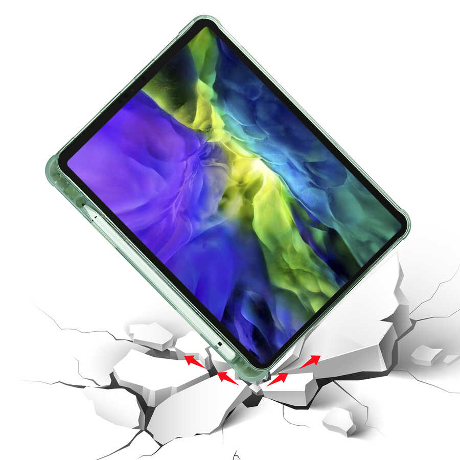 Apple iPad Pro 11 2020 (2.Nesil) Kılıf Tri Folding Kalem Bölmeli Standlı Kılıf Kırmızı