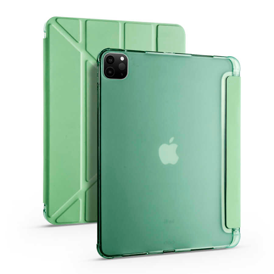 Apple iPad Pro 11 2020 (2.Nesil) Kılıf Tri Folding Kalem Bölmeli Standlı Kılıf Mavi