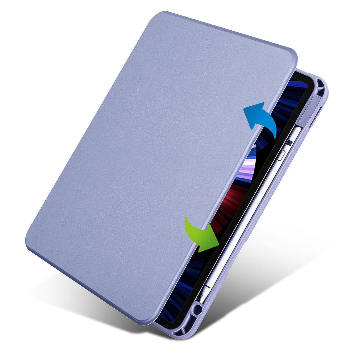 Apple iPad Pro 11 2021 (3.Nesil) Kılıf Termik Kalem Bölmeli Dönebilen Standlı Kılıf Lila