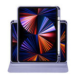 Apple iPad Pro 11 2021 (3.Nesil) Kılıf Termik Kalem Bölmeli Dönebilen Standlı Kılıf Lila