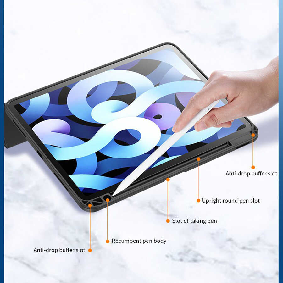 Apple iPad Pro 11 2022 M2 Kılıf Nort Arkası Şeffaf Standlı Kılıf Mavi Açık
