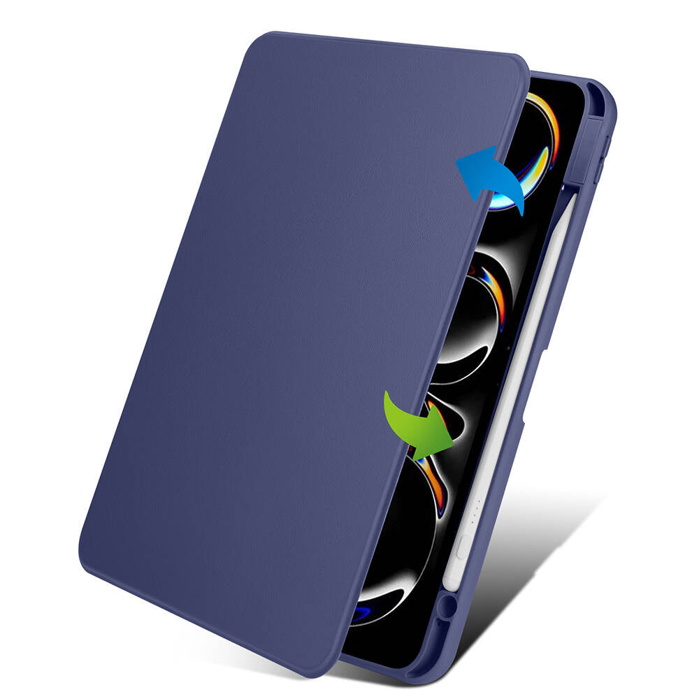 Apple iPad Pro 11 2024 Kılıf Termik Kalem Bölmeli Dönebilen Standlı Kılıf Lavendery Gray