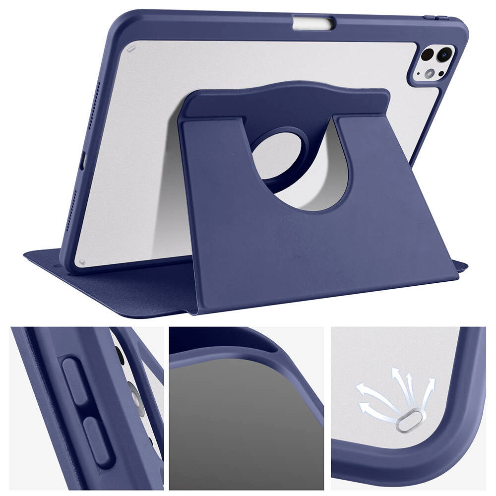 Apple iPad Pro 11 2024 Kılıf Termik Kalem Bölmeli Dönebilen Standlı Kılıf Açık Yeşil