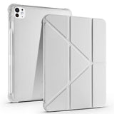 Apple iPad Pro 11 2024 Kılıf Tri Folding Kalem Bölmeli Standlı Kılıf Gri