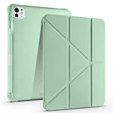 Apple iPad Pro 11 2024 Kılıf Tri Folding Kalem Bölmeli Standlı Kılıf Yeşil