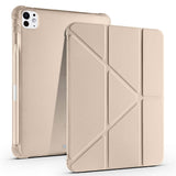 Apple iPad Pro 11 2024 Kılıf Tri Folding Kalem Bölmeli Standlı Kılıf Gold