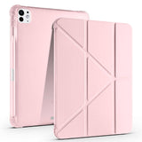 Apple iPad Pro 11 2024 Kılıf Tri Folding Kalem Bölmeli Standlı Kılıf Rose Gold