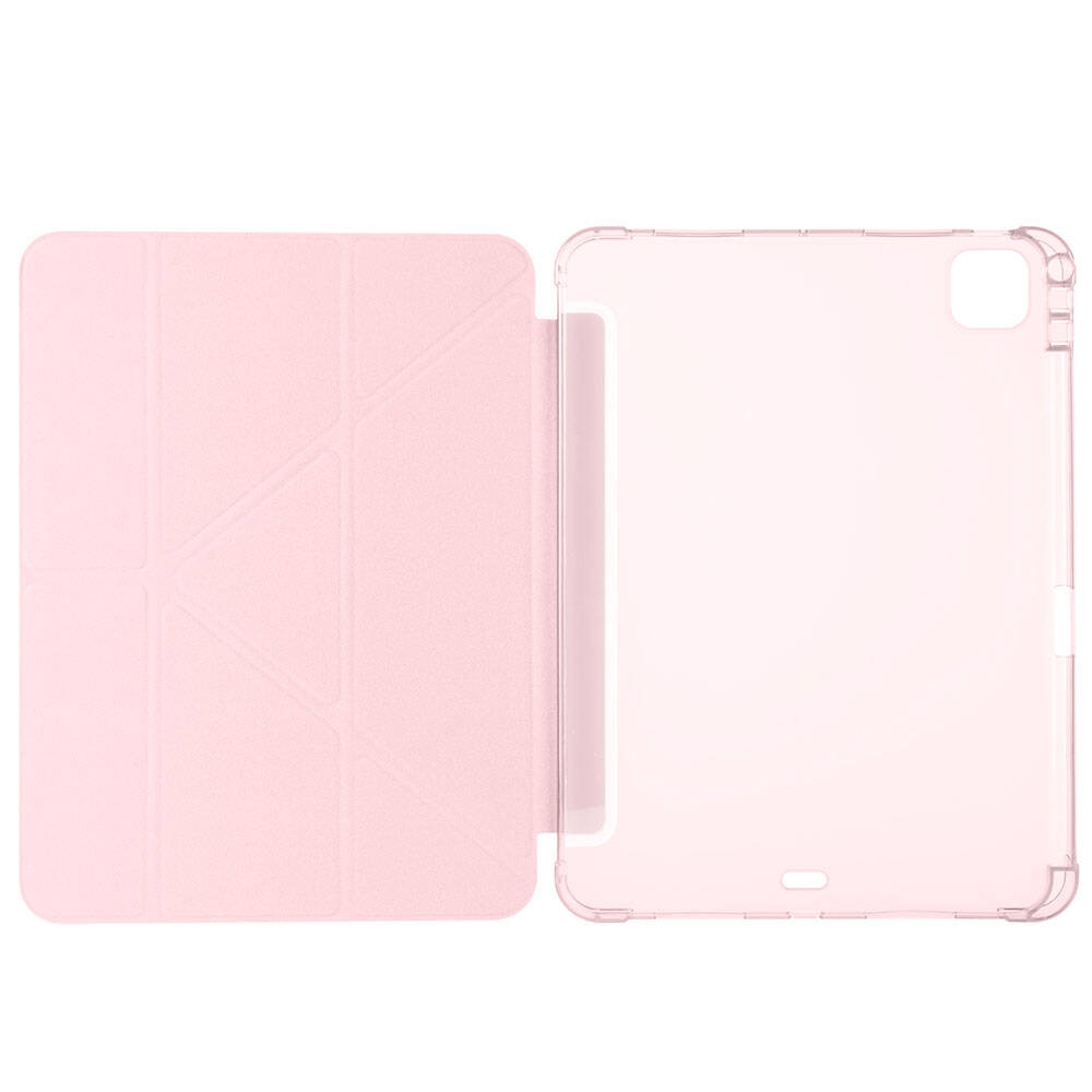 Apple iPad Pro 11 2024 Kılıf Tri Folding Kalem Bölmeli Standlı Kılıf Gri